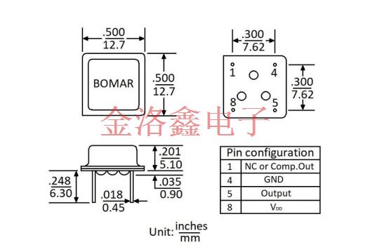 B19005-BDMHP-20.000000,Bomar石英插件晶振,B19005溫補(bǔ)差分晶振
